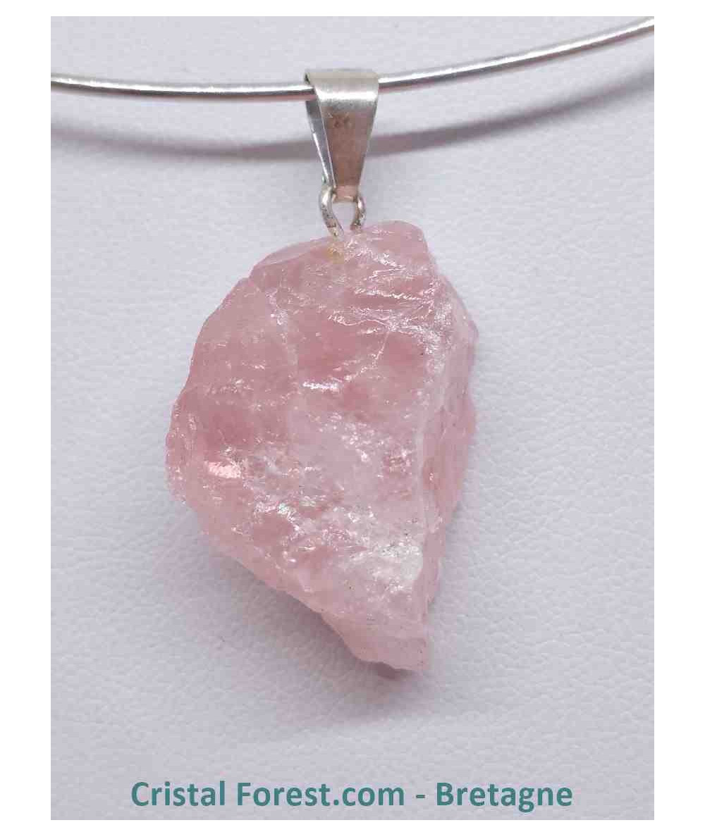 Pendentif en forme de cœur, pierre de guérison naturelle, Quartz Rose,  cristal Rose, poudre, collier, bijoux