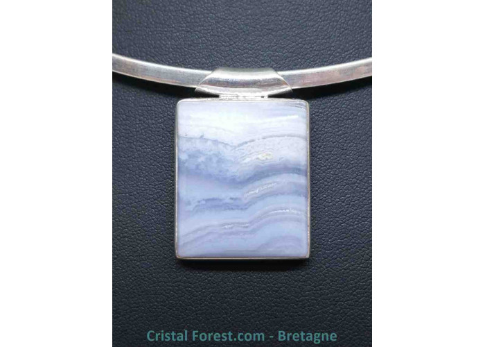 Calcédoine bleue - Pendentifs sertis argent - Qualité Joaillerie AAA+