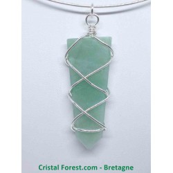 Aventurine Verte - Pendentif pointe - divers cerclages métal