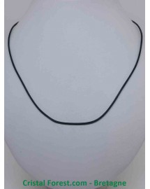 Cordon 53 cm en cuir lisse avec fermoir argenté