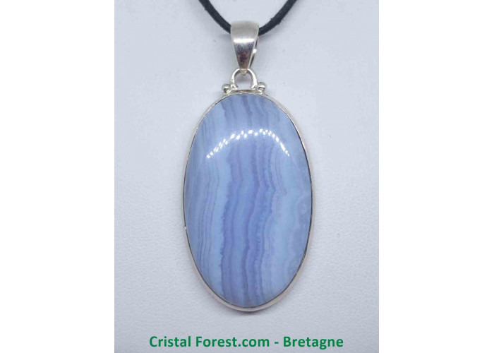 Calcédoine bleue - Pendentifs sertis argent - Qualité Joaillerie AAA+