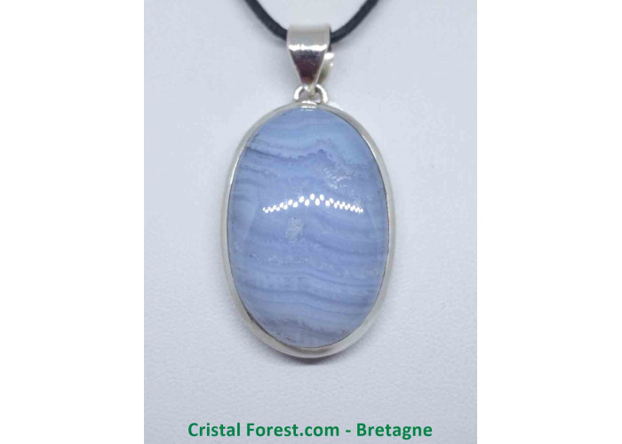 Calcédoine bleue - Pendentifs sertis argent - Qualité Joaillerie AAA+
