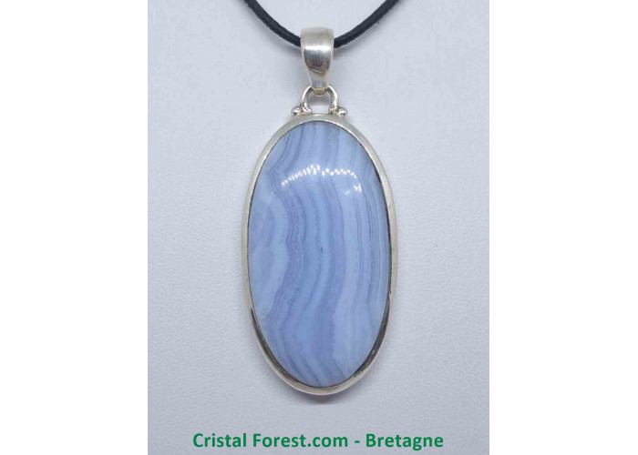 Calcédoine bleue - Pendentifs sertis argent - Qualité Joaillerie AAA+ - 4,4 x 2,5cm / 18,47gr