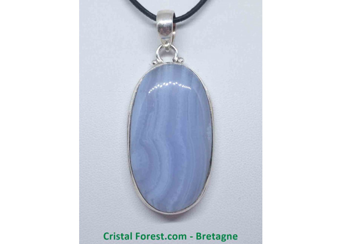 Calcédoine bleue - Pendentifs sertis argent - Qualité Joaillerie AAA+