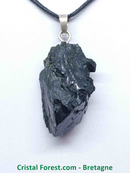 Epidote Cristalisée - Pendentif Pierre Brute - Bélière Argent