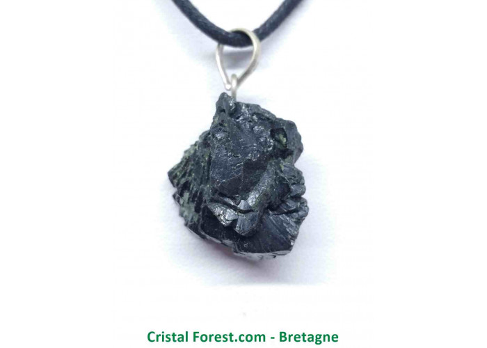 Epidote Cristalisée - Pendentif Pierre Brute - Bélière Argent