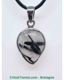 Quartz / Tourmaline noire - Pendentifs Bélière Sertis Argent 