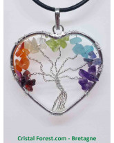 7 Chakras  - Arbre de vie - Pendentif Coeur
