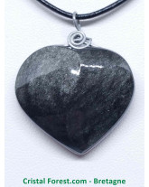 Obsidienne Argentée - Pendentif Bélière Argent - Cerclé Argent