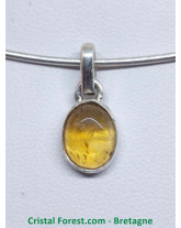 Citrine Naturelle Gemme - Pendentif Serti Argent - Qualité Joaillerie