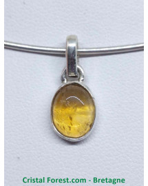 Citrine Naturelle Gemme - Pendentif Serti Argent - Qualité Joaillerie