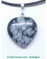 Obsidienne Flocon de Neige - Pendentif Coeur