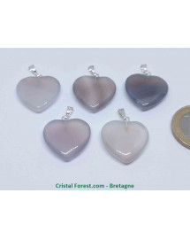 Agate du Botswana - Pendentif Coeur
