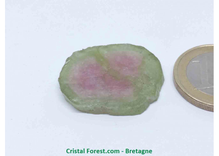 Tourmaline melon d'eau - Cristaux naturels Bruts & Gemmes  - AAA : 2,9 x 2,4 x 0,3 cm / 5,1gr