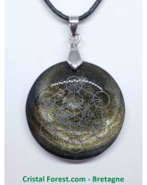 Obsidienne dorée - Pendentif gravé Métatron