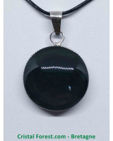 Obsidienne Mentogochol (Manta Huichol) - Pendentifs Cerclé - Bélière métal