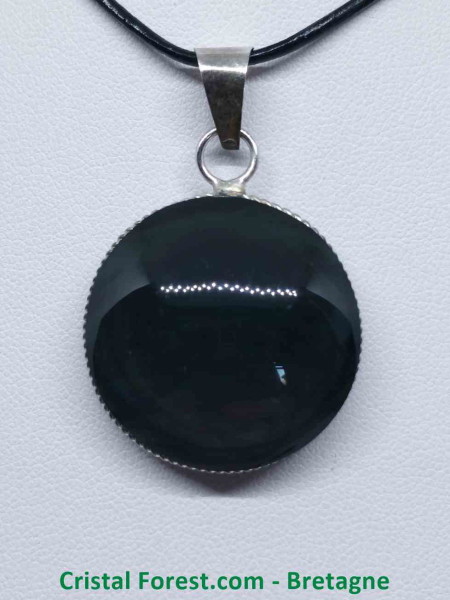 Obsidienne Mentogochol (Manta Huichol) - Pendentifs Cerclé - Bélière métal