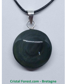 Obsidienne Mentogochol (Manta Huichol) - Pendentifs Cerclé - Bélière métal
