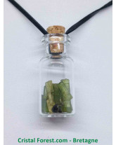 Tourmaline Verte - Pendentif Fiole en verre
