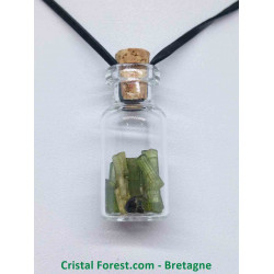 Tourmaline Verte AAA - Pendentif Fiole en verre