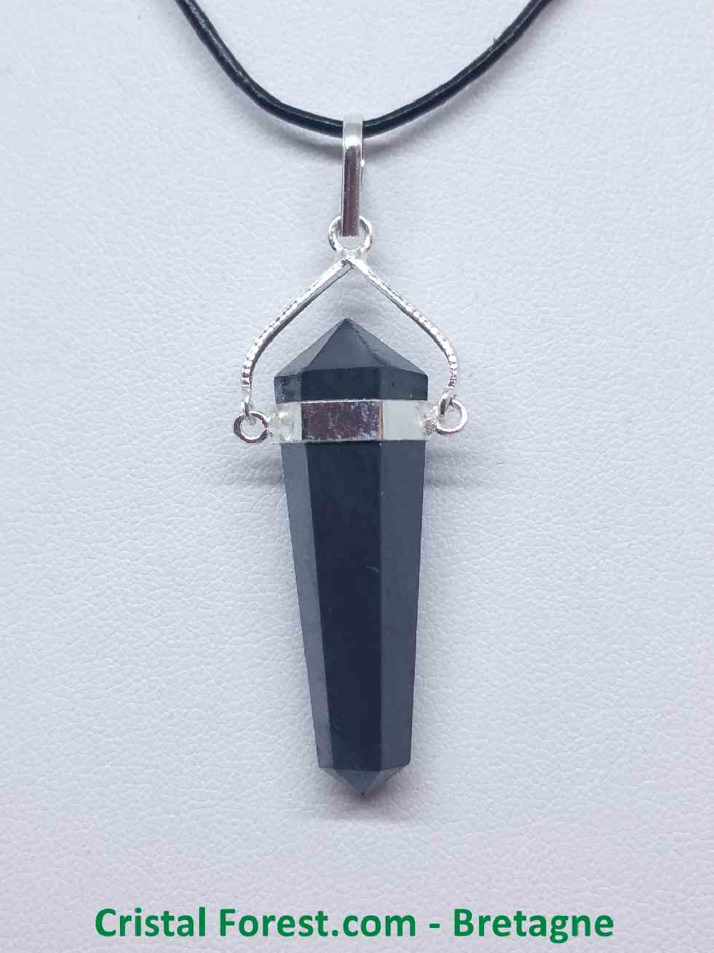 Shungite - Pendentif Bi terminé - Plaqué argent