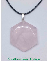 Quartz Rose - Pendentif Héxagonal