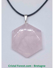 Quartz Rose - Pendentif Héxagonal