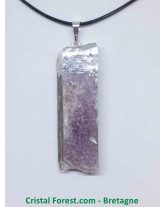 Lépidolite - Pendentif Pierre Brute Plate