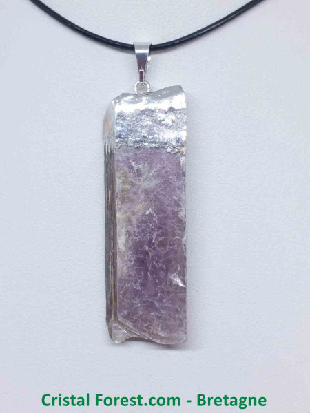 Lépidolite - Pendentif Pierre Brute Plate