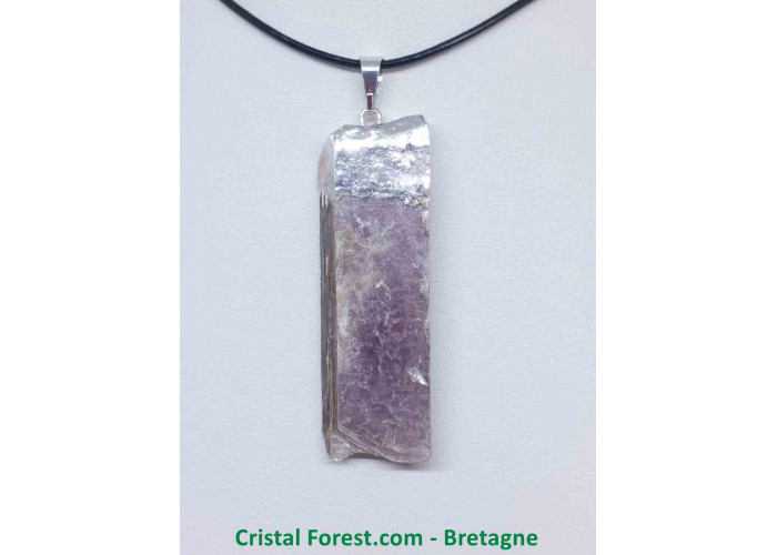 Lépidolite - Pendentif Pierre Brute Plate