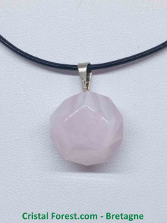 Quartz Rose - Pendentif Dodécaèdre