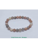  Pierre de lune multicouleurs - Bracelet boules 8mm