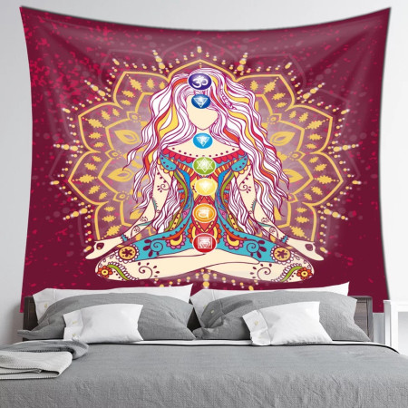 Tentures murales - 7 Chakras, Bouddha et OM (Aum)