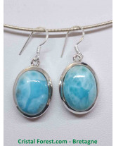 Larimar - Boucles d'Oreilles Argent - Fermoir Crochet