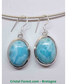 Larimar - Boucles d'Oreilles Argent - Fermoir Crochet