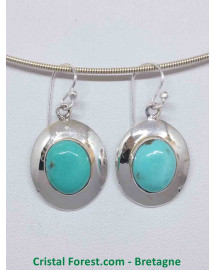 Turquoise d'Arizona AAA - Boucle d'oreilles serties Argent - Qualité Joaillerie