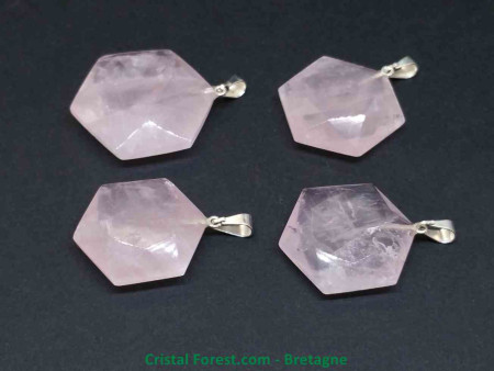 Quartz Rose - Pendentif Héxagonal