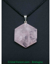 Quartz Rose - Pendentif Héxagonal