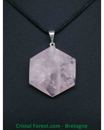 Quartz Rose - Pendentif Héxagonal