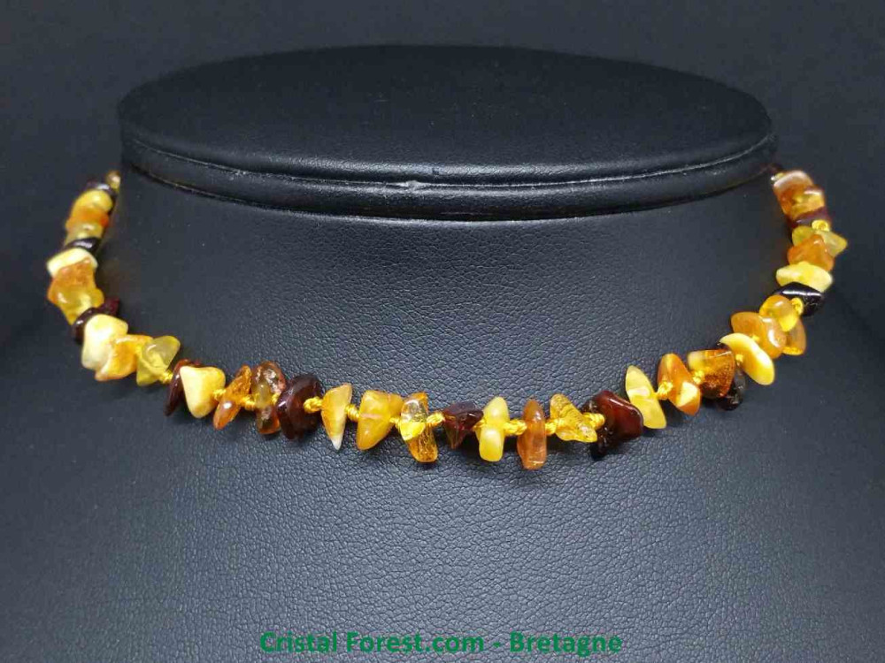 Collier ambre bebe jaune-orange - Planète-Cristal