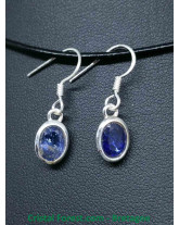 Tanzanite (Zoïsite bleue) - Boucles d'oreille Sertis Argent
