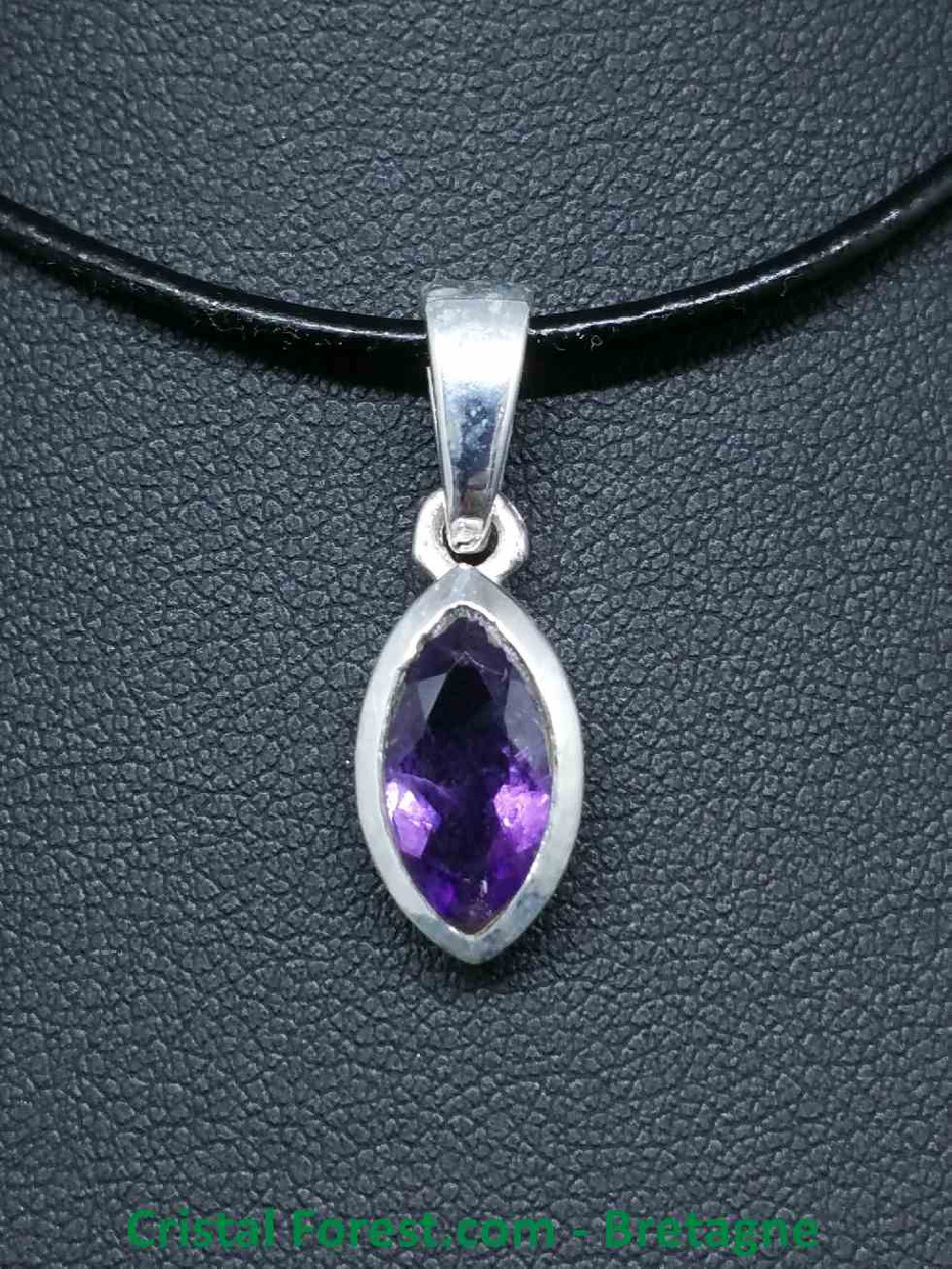 Pendentif En Améthyste Naturelle Facettée - Monture Argent, 5,70g, Violet Profond - Neuf Sans Emballage