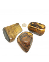 Galet Jumbo - Oeil de faucon / oeil de tigre - 9,1 cm