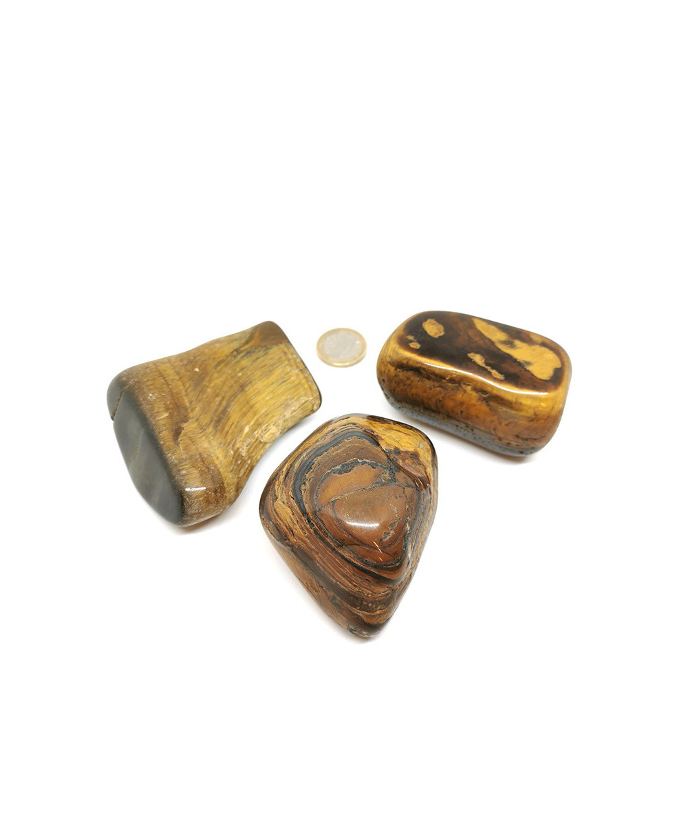 Galet Jumbo - Oeil de faucon / oeil de tigre - 9,1 cm