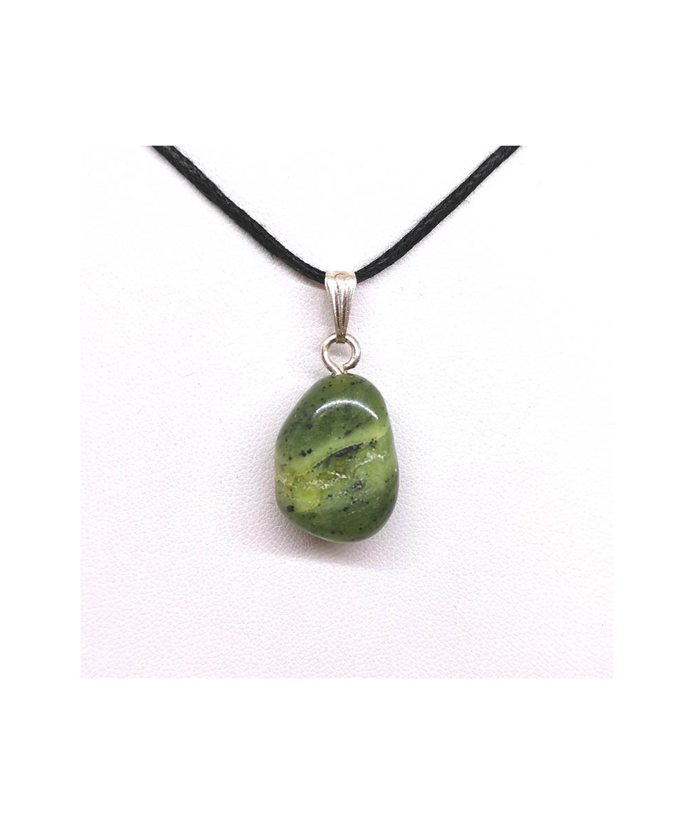Pendentif En Jade Vert De Chine - Pierre Trouée Environ 3x2 Cm - Cabochon Percé Pour Cordon - Bijou Naturel - Cadeau Spiritualité