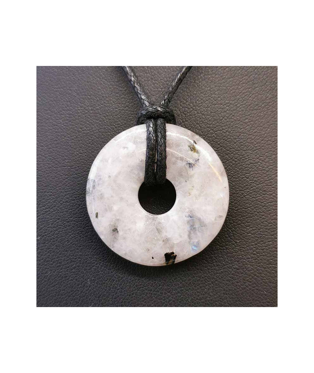 Donut (Pi) Chinois En Labradorite 3cm + Cordon - Collier Coco Papaya - Neuf Avec étiquette
