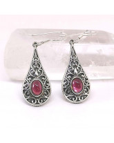Grenat pyrope (rouge) AAA+ - Boucles d'oreilles - Sertis Argent