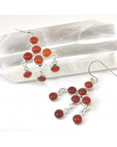 Cornaline AAA+ - Boucles d'oreilles serties Argent