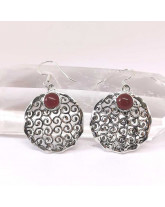 Cornaline AAA+ - Boucles d'oreilles serties Argent