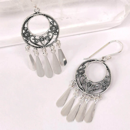 Boucles d'Oreilles Sertie Argent